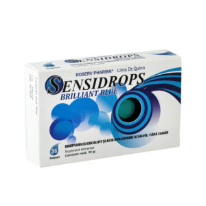 Sensidrops cu eucalipt, acid hialuronic si salvie Briliant Blue, 36 dropsuri, Sensidrops