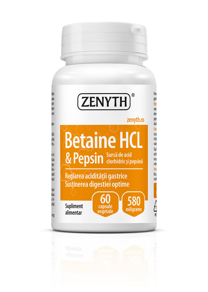 Betaină HCL și Pepsină, 60 capsule, Zenyth
