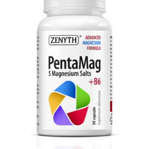 PentaMag, 5 săruri de magneziu + B6, pentru energie, sănătatea inimii și a sistemului nervos. Reduce oboseala și extenuarea. 30 capsule