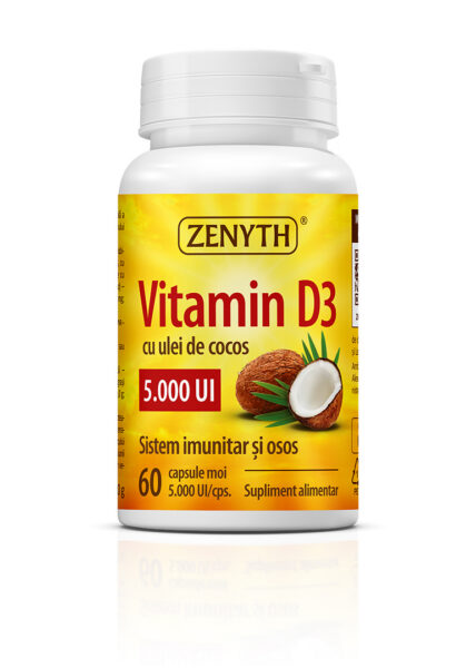 Vitamina D3 5000 UI, Cu Ulei De Cocos *60 capsule, Zenyth