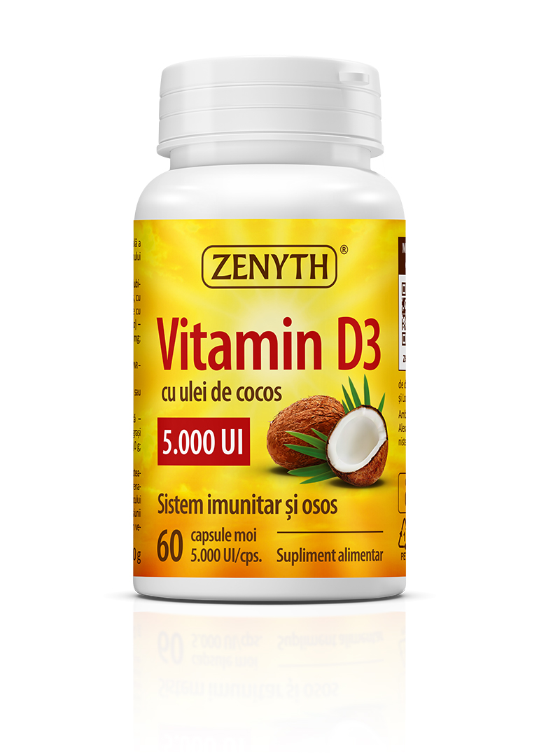Vitamina D3 5000 UI, Cu Ulei De Cocos *60 capsule, Zenyth