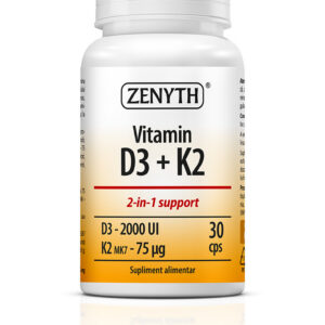 Vitamina D3 2000 UI + K2, 30 capsule, Zenyth